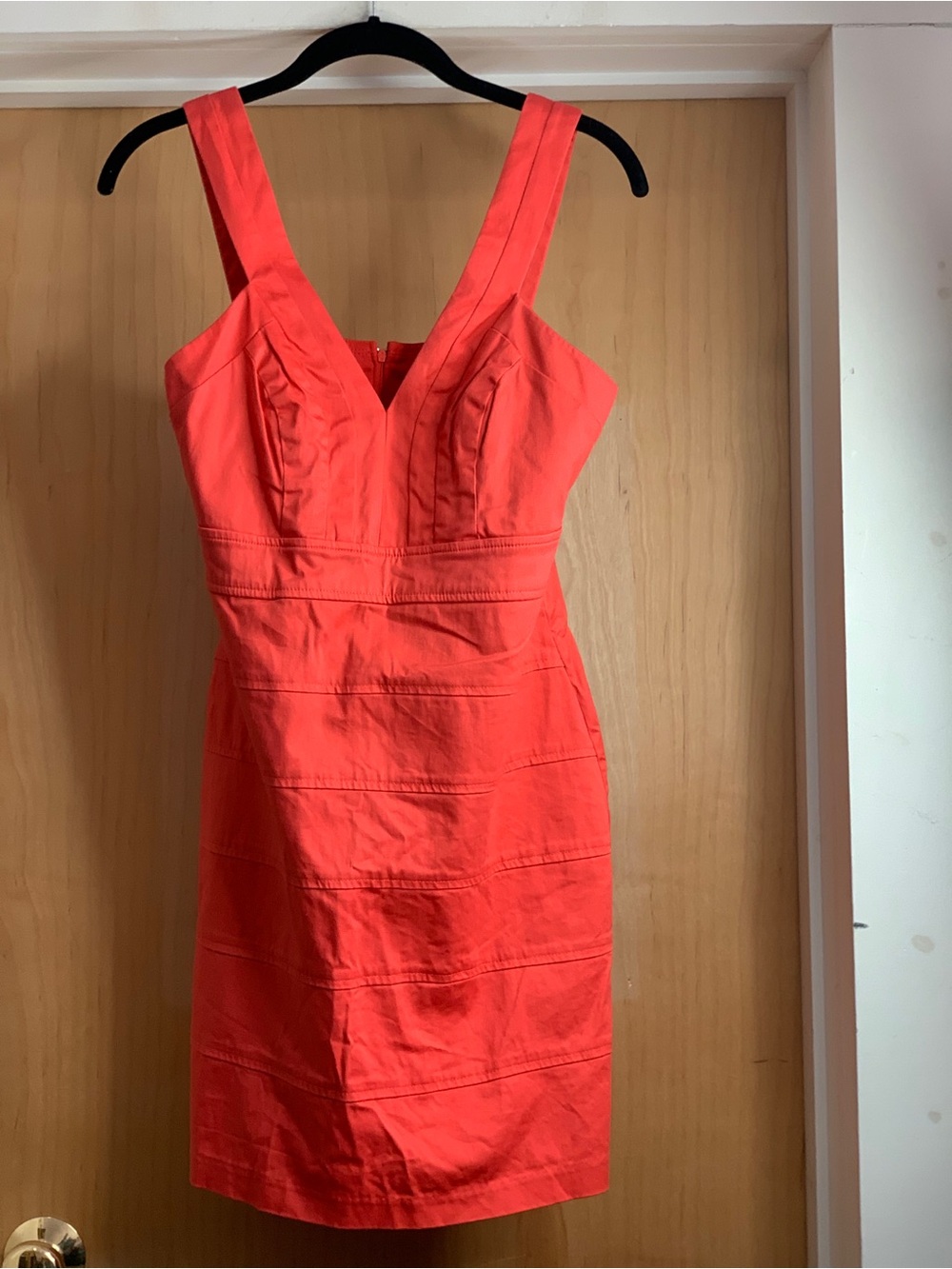 City Studio Coral Red Sleeveless V-Neck Mini Dress Size-9 Cotton/Spandex Blend